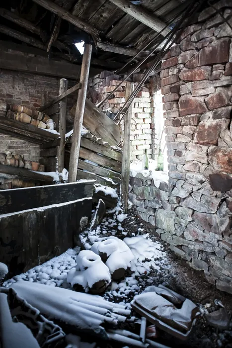 Framed Print : Inside an Old and Squalid Building in Winter Print Framed Print : Inside an Old and Squalid Building in Winter Print