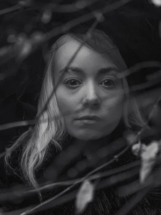 Framed Print : Black and White Portrait Among Leaves Print