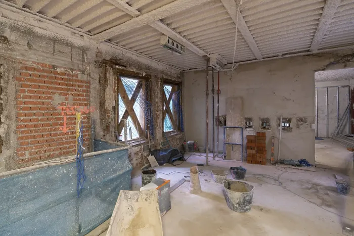 Framed Print : Exposed Brick Construction Site Print