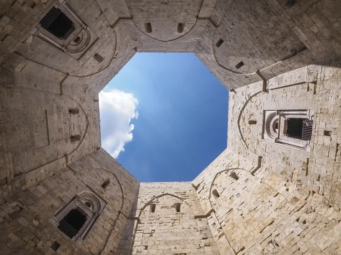Framed Print : Interior View Print of Castel del Monte, Andria, Italy Framed Print : Interior View Print of Castel del Monte, Andria, Italy