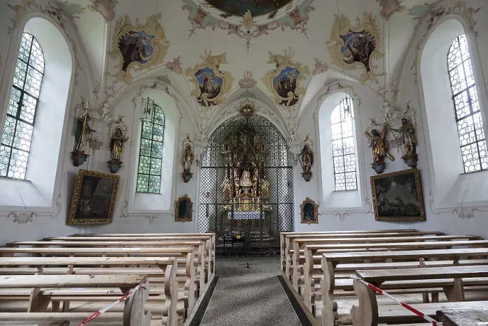 Framed Print : Interior View Print of Loretto Chapel, Oberstdorf, Bavaria Framed Print : Interior View Print of Loretto Chapel, Oberstdorf, Bavaria