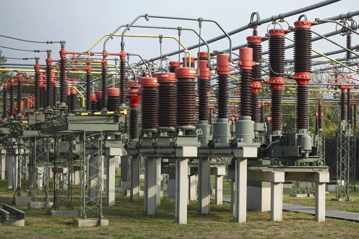 Framed Print : Isolators at an Electrical Substation Print, Bremen, Germany Framed Print : Isolators at an Electrical Substation Print, Bremen, Germany