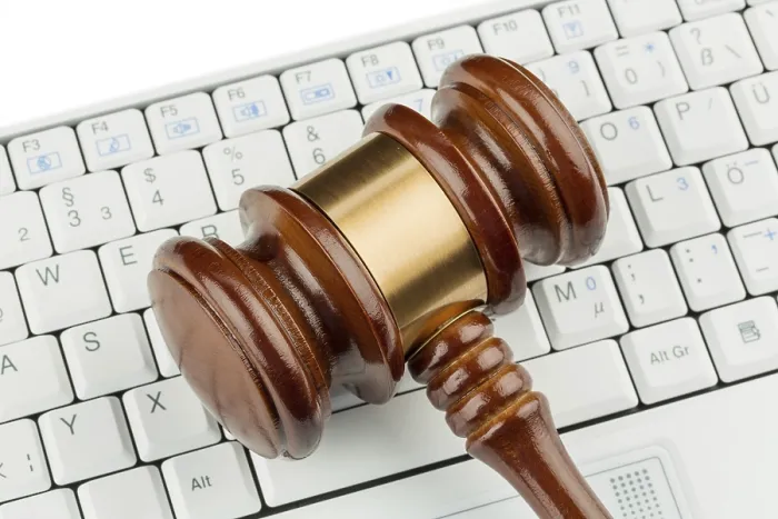 Framed Print : Judge's Hammer Print on Computer Keyboard Framed Print : Judge's Hammer Print on Computer Keyboard