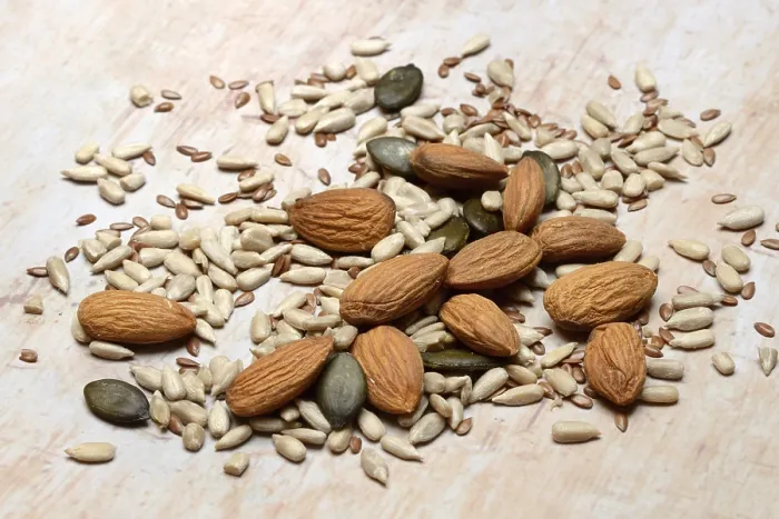 Framed Print : Nut and Seed Mix Print, Almond Kernels and More Framed Print : Nut and Seed Mix Print, Almond Kernels and More