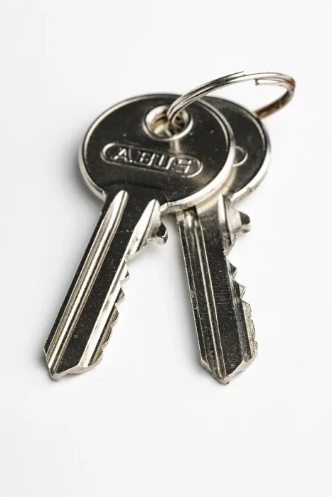 Framed Print : Key Ring Print with Two Keys on White Background Framed Print : Key Ring Print with Two Keys on White Background