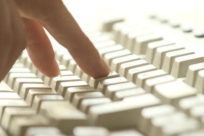 Framed Print : Keyboard with Hand Print