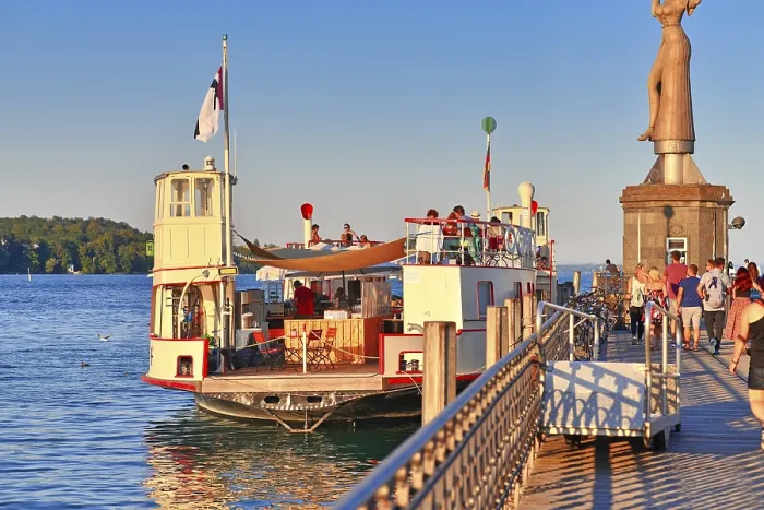 Framed Print : Lake Constance Harbor Print: Former Car Ferry Restaurant Framed Print : Lake Constance Harbor Print: Former Car Ferry Restaurant