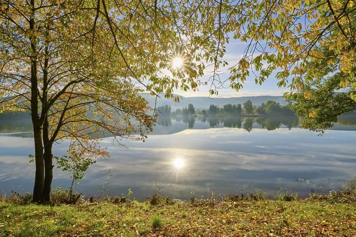 Framed Print : Lake, Cherry Tree Reflection Print, Freudenberg Germany Framed Print : Lake, Cherry Tree Reflection Print, Freudenberg Germany