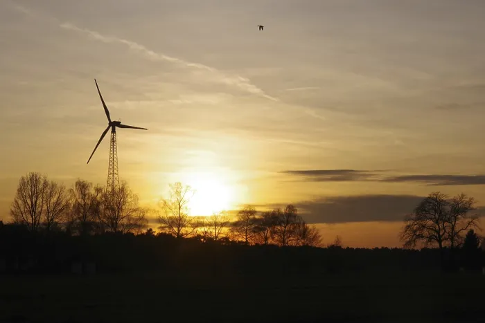 Framed Print : Winter Sunset with Wind Turbine Print Framed Print : Winter Sunset with Wind Turbine Print