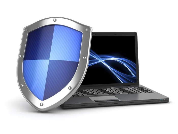 Framed Print : High-Resolution Laptop and Shield 3D Print Framed Print : High-Resolution Laptop and Shield 3D Print