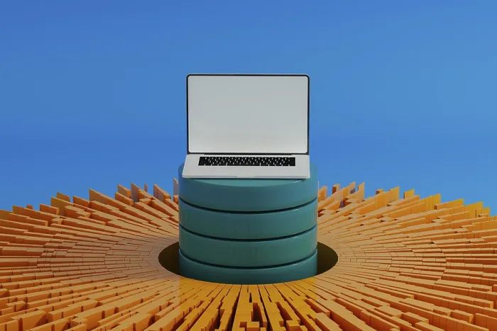 Framed Print : AI Network Print: Laptop in Data Elements Framed Print : AI Network Print: Laptop in Data Elements