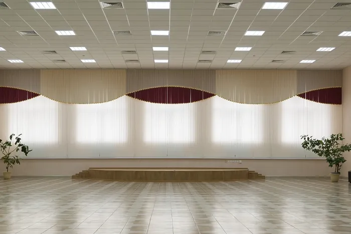Framed Print : Large Room with Window and Stage Print Framed Print : Large Room with Window and Stage Print