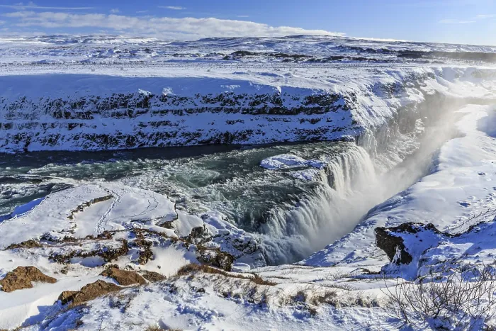 Framed Print : Large Waterfall in Gorge, Gullfoss, Iceland Print Framed Print : Large Waterfall in Gorge, Gullfoss, Iceland Print