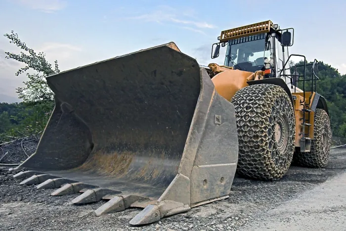 Framed Print : Large Wheel Loader with Tire Chains in Quarry Print Framed Print : Large Wheel Loader with Tire Chains in Quarry Print