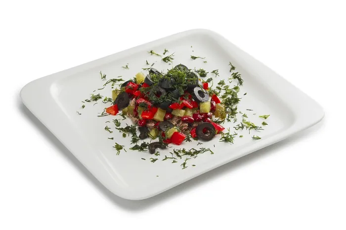 Framed Print : Print of Salad with Meat and Vegetables Layout Framed Print : Print of Salad with Meat and Vegetables Layout