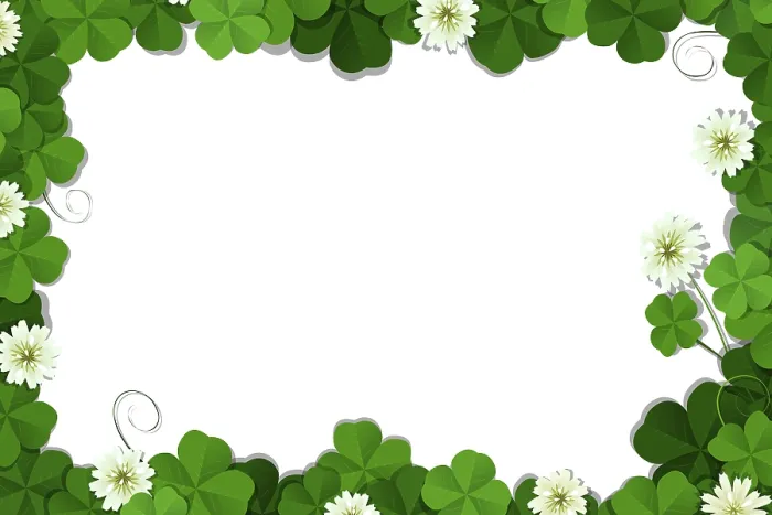 Framed Print : Four Leaf Clover Print - Vector Frame Over White Background Framed Print : Four Leaf Clover Print - Vector Frame Over White Background
