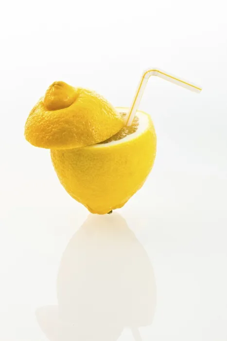 Framed Print : Lemon with a drinking straw Print Framed Print : Lemon with a drinking straw Print