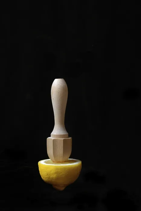 Framed Print : Lemon and Squeezer Print against Black Background