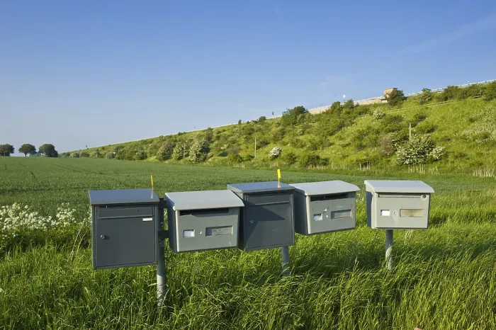 Framed Print : Letter boxes in a field, Strukkamphuk, Fehmarn island Print Framed Print : Letter boxes in a field, Strukkamphuk, Fehmarn island Print