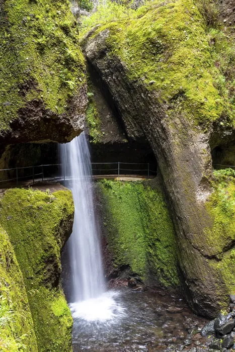 Framed Print : Levada do Moinho Waterfall Print, Madeira, Portugal