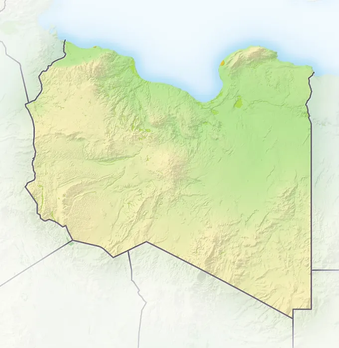Framed Print : Libya Shaded Relief Map Print