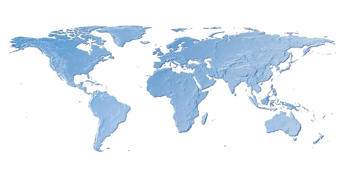 Framed Print : Light Blue World Map with Relief Print Framed Print : Light Blue World Map with Relief Print