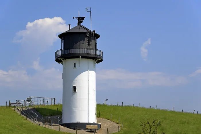 Framed Print : Dicke Berta Lighthouse Print, Elbe River, Germany