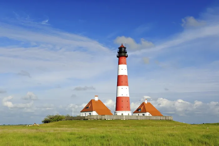 Framed Print : Westerhever Lighthouse Print, Germany Framed Print : Westerhever Lighthouse Print, Germany