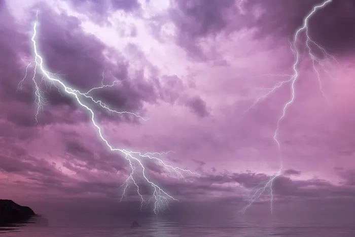 Framed Print : Lightning over the Sea Print with Dramatic Sky Framed Print : Lightning over the Sea Print with Dramatic Sky