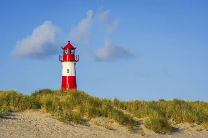 Framed Print : The Lister lighthouse at Ellenbogen, Sylt - Print Framed Print : The Lister lighthouse at Ellenbogen, Sylt - Print