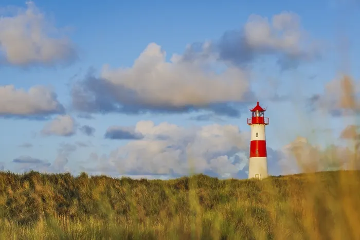 Framed Print : The Lister lighthouse at Ellenbogen Print, Sylt Island