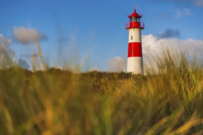 Framed Print : The Lister lighthouse at Ellenbogen Print, Sylt Island
