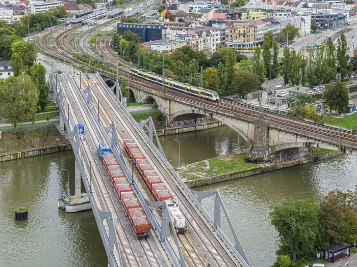 Framed Print : Load Test on Neckar Bridge Aerial View Print Framed Print : Load Test on Neckar Bridge Aerial View Print