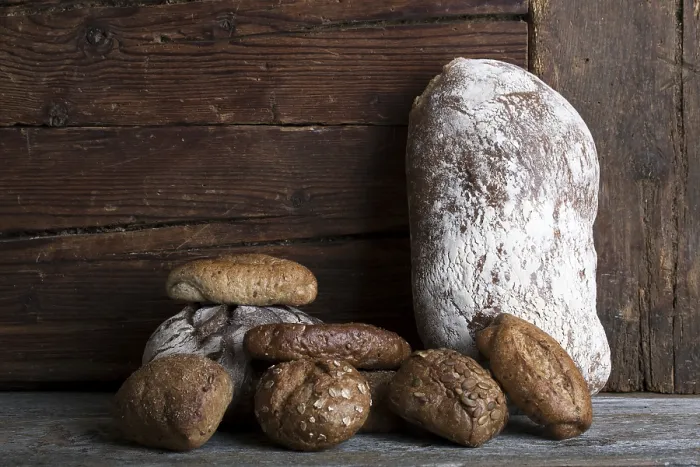 Framed Print : Rustic Bread Print on Wooden Surface Framed Print : Rustic Bread Print on Wooden Surface