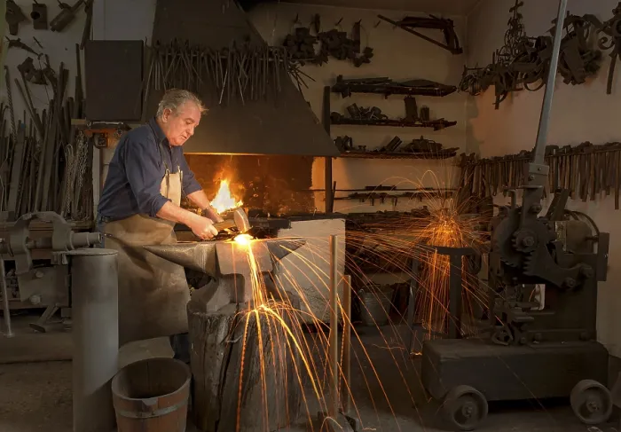 Framed Print : Locksmith Ernst Stauder Forging Print, Schwaz District, Austria Framed Print : Locksmith Ernst Stauder Forging Print, Schwaz District, Austria