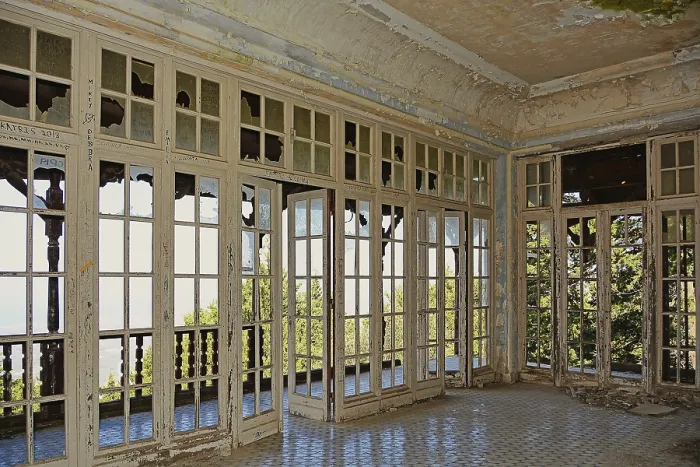 Framed Print : Lost Place, Interior with Windows Print, Rhodes, Greece Framed Print : Lost Place, Interior with Windows Print, Rhodes, Greece