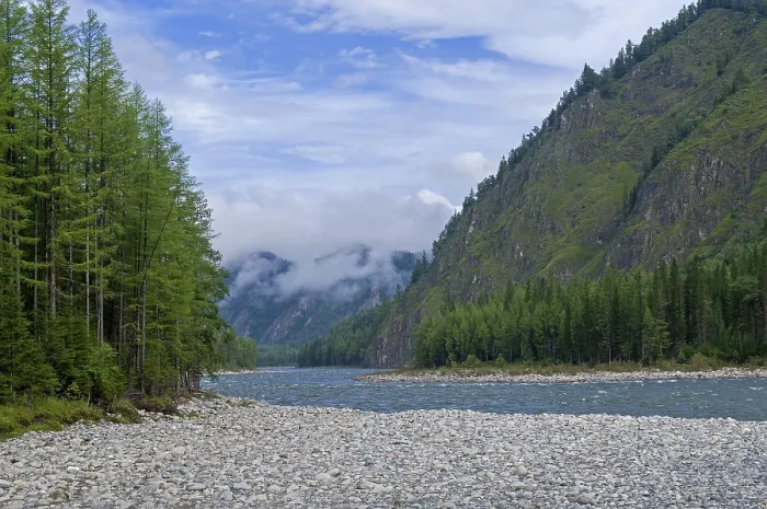 Framed Print : Low Clouds in Siberian Gorge River Oka Print Framed Print : Low Clouds in Siberian Gorge River Oka Print