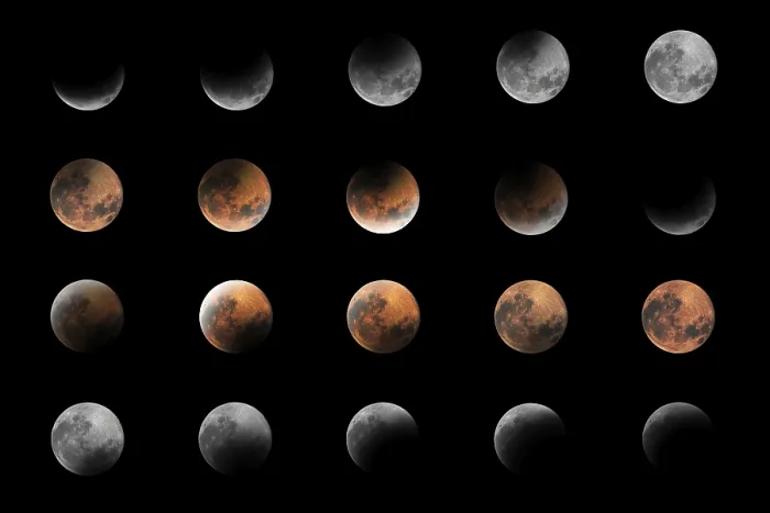 Framed Print : Lunar Eclipse Phases Print