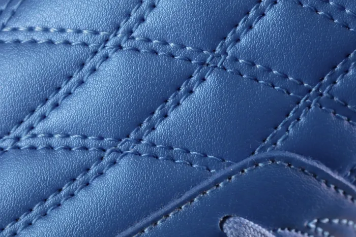 Framed Print : Blue Leather Sneaker Print with Stitching Detail Framed Print : Blue Leather Sneaker Print with Stitching Detail