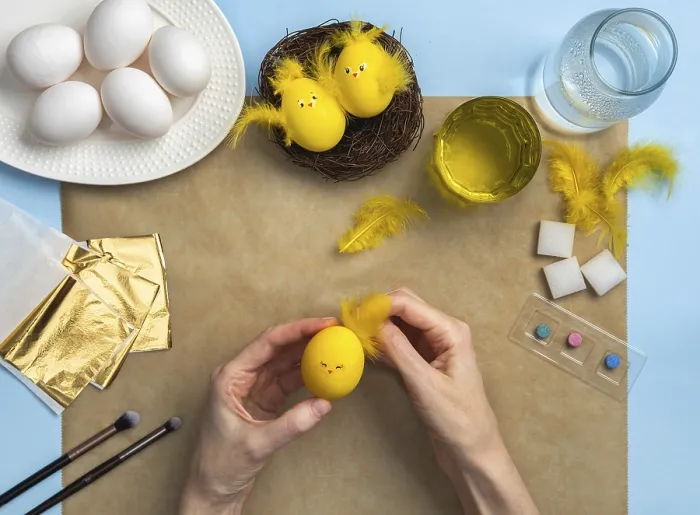 Framed Print : How to Make a Chick from Eggs Easter Decor Print Framed Print : How to Make a Chick from Eggs Easter Decor Print