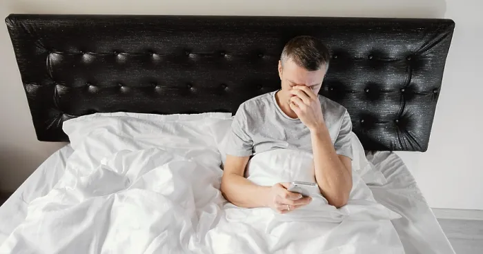 Framed Print : Man in Bed Print from Mobile Framed Print : Man in Bed Print from Mobile
