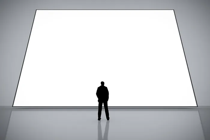Framed Print : A Man in Front of a White Screen Print