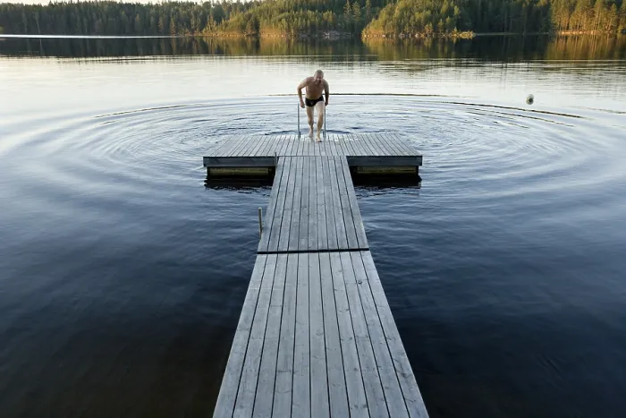 Framed Print : Man Climbing onto Dock Print Framed Print : Man Climbing onto Dock Print