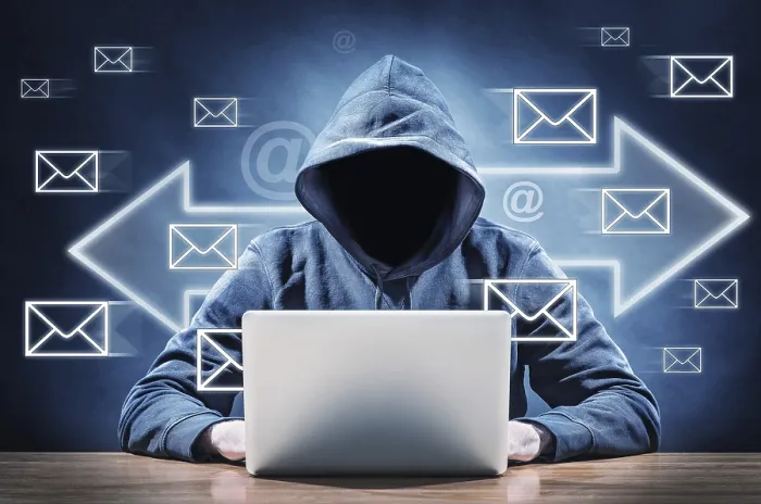 Framed Print : Man on Computer Sending Spam Mail Print Framed Print : Man on Computer Sending Spam Mail Print