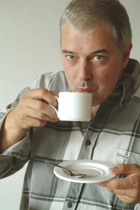 Framed Print : Man Drinking Coffee Print Framed Print : Man Drinking Coffee Print