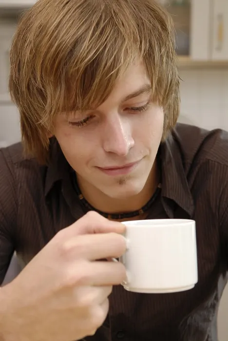 Framed Print : Man Drinks a Cup of Coffee Print Framed Print : Man Drinks a Cup of Coffee Print