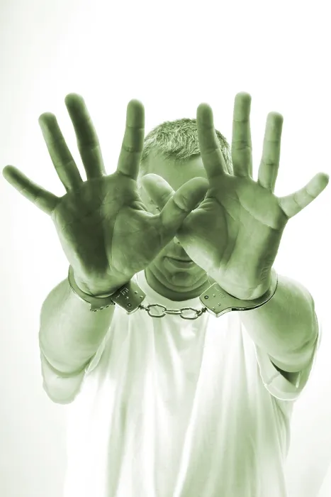 Framed Print : Man in Handcuffs Print Framed Print : Man in Handcuffs Print