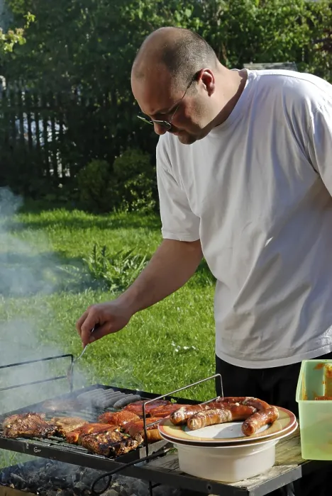 Framed Print : Man Having a Barbecue Print Framed Print : Man Having a Barbecue Print