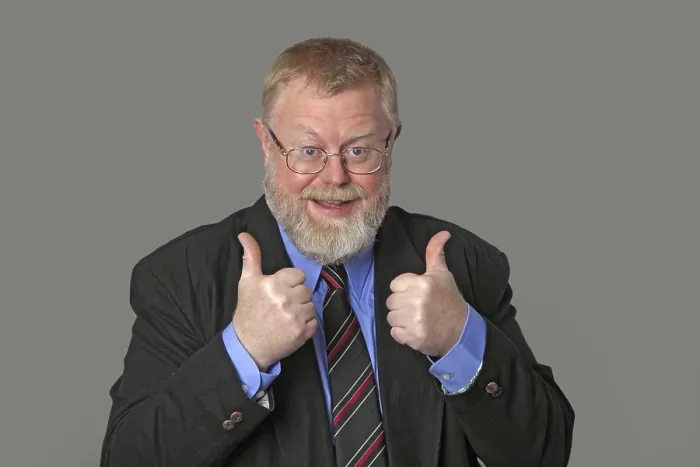 Framed Print : Man Holds Both Thumbs Up Print