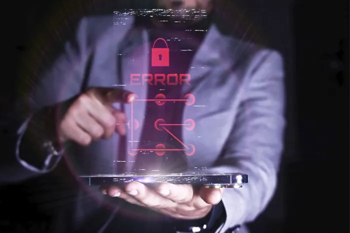 Framed Print : Man Interacting with Virtual Security Error Message Print Framed Print : Man Interacting with Virtual Security Error Message Print